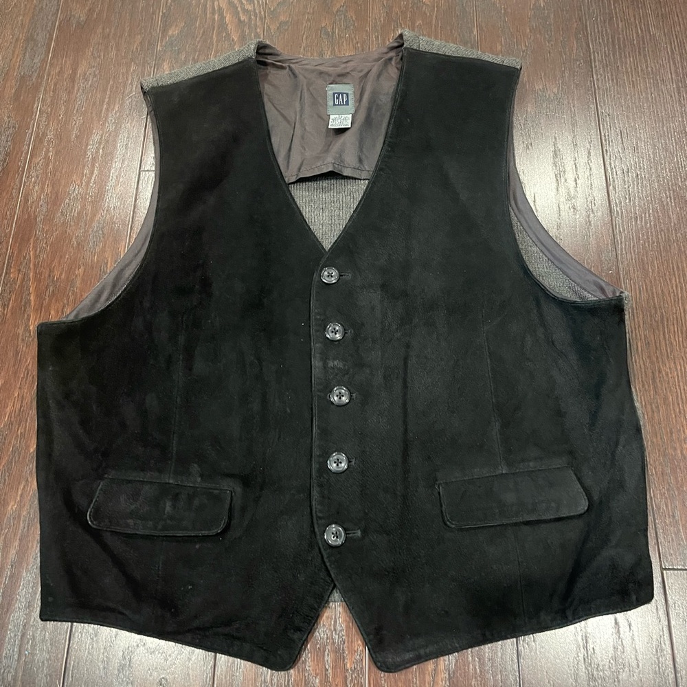 Vintage Gap Genuine Suede Leather  Wool Vest  Men Size X-Large